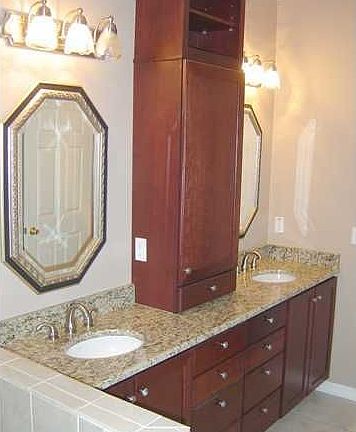 Masterbath has double vanities