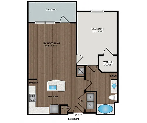 Floor plan 828 - 841 Sq Ft