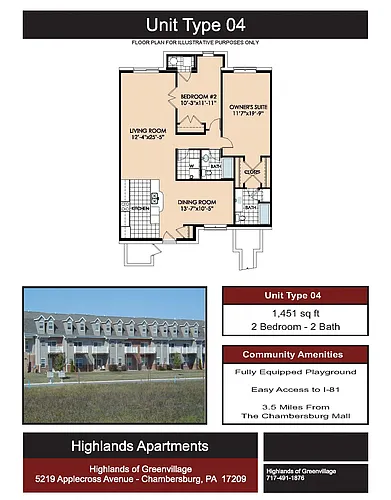 Floor plan Apt - 2 br 2 bath first floor interior