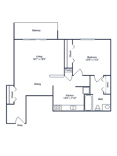 Floor plan Phase II, Floorplan C, 1 Bedroom, 1 Bath