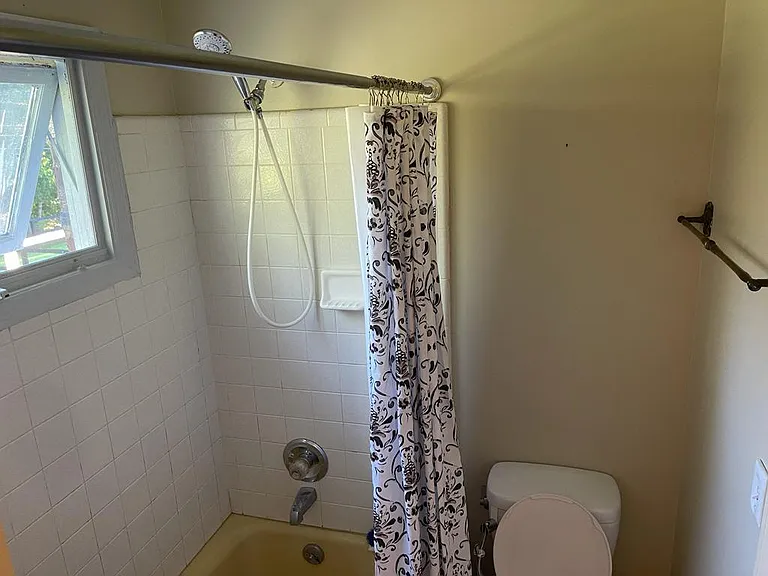Connects to shower and toilet. Bath tub.