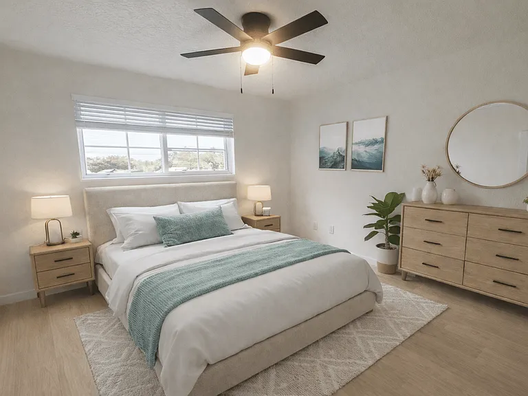 Virtually Renovated and Staged Bedroom