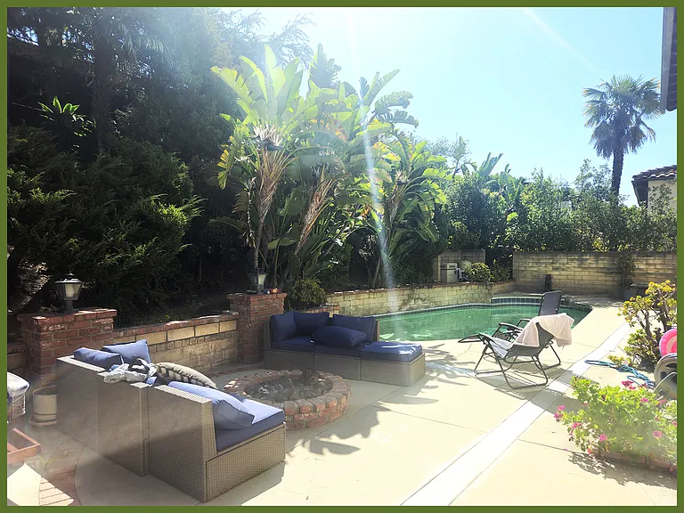Private spacious backyard with pool