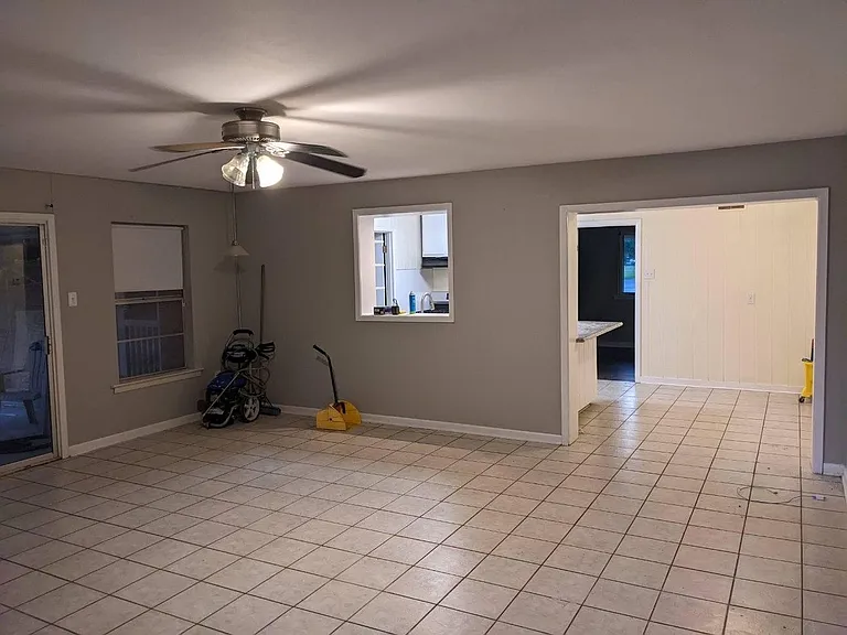 Living room looking into kitchen