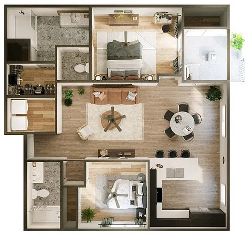 Floor plan Two Bedroom Two Bath