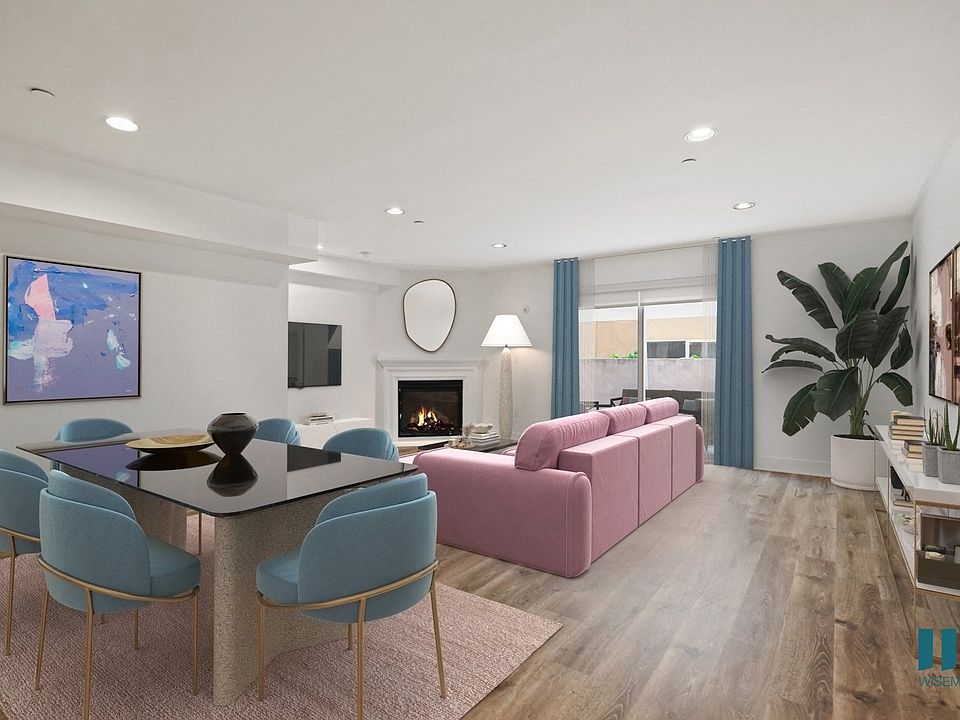 Dining and Living Room with Vinyl Flooring, Recessed Lighting, and Patio