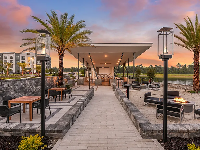 A refined outdoor setting perfect for gathering and relaxation.