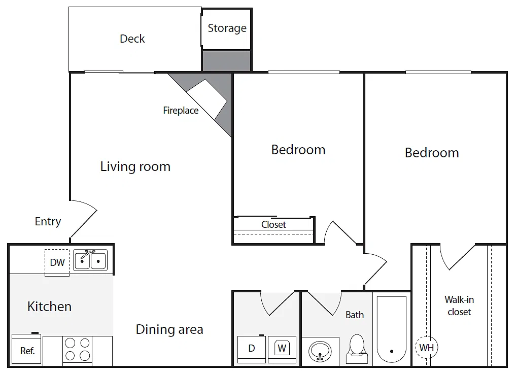 Floor plan 2BD/1BA