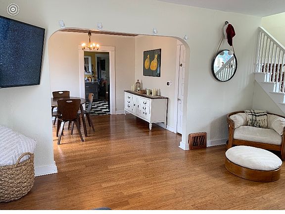 living room open to dining area