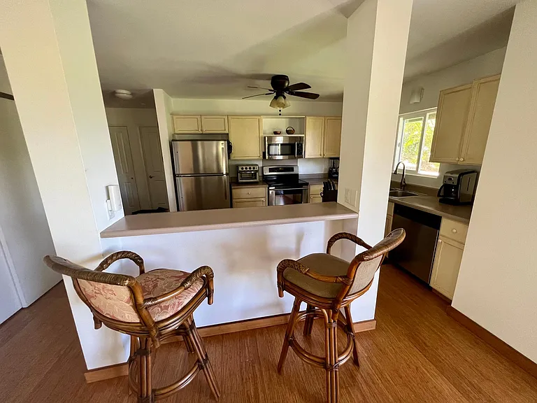 kitchen island with high stools