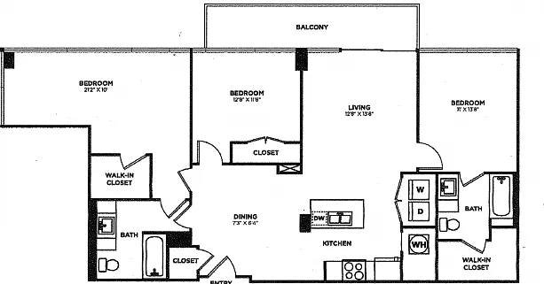Three Bedroom Two Bath (1323 SF) Three Bedroom Two Bath (1323 SF)