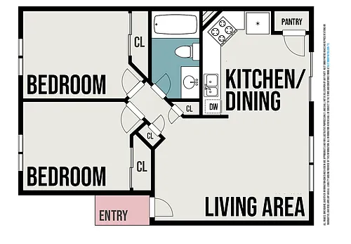 Floor plan 2 bed / 1 bath