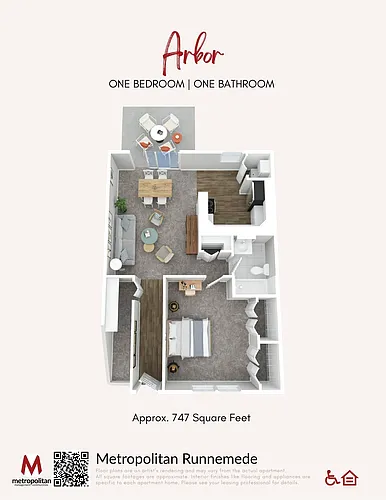 Floor plan Arbor Reserve 1 Bedroom