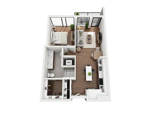 Floor plan One Bedroom A1B