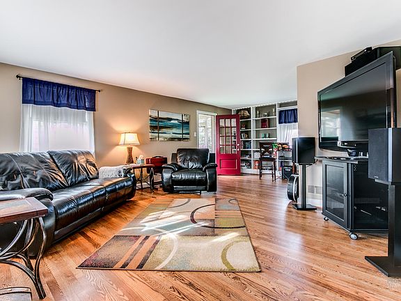 Spacious living room with built-ins