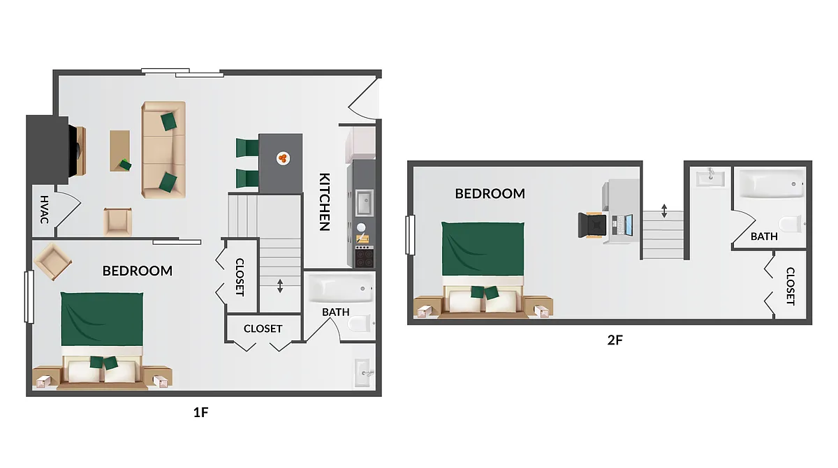 Floor plan Two Bedroom Two Bathroom