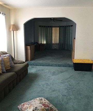 living room area and the formal dining area