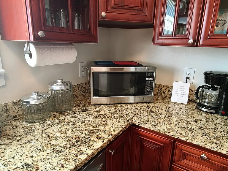 Kitchen appliances and amenities.