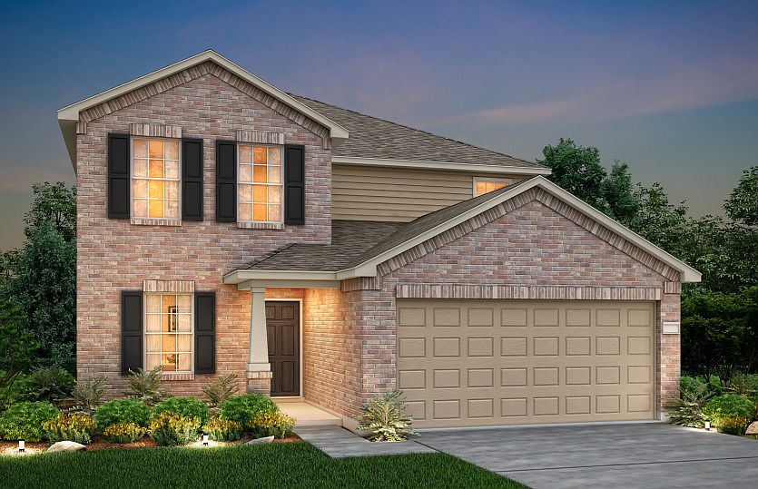The Mesilla, a two-story home with 2-car garage, shown with Home Exterior O