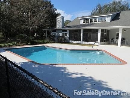 View of pool from backyard