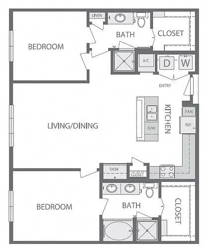 Floor plan B4 2Bed 2Bath