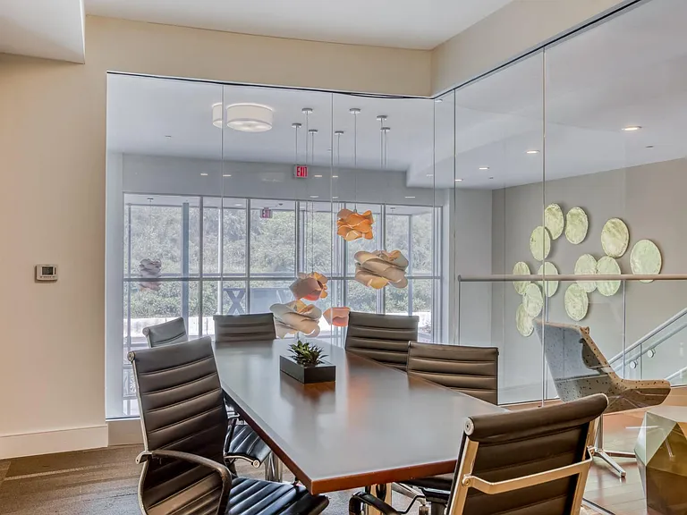 Conference room with projection screen.