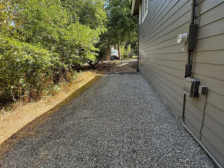 Graveled back-yard area