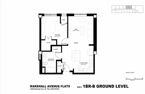 Floor plan 1 Bedroom (B 60)