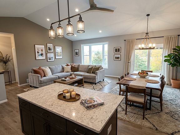 Living and dining virtually staged