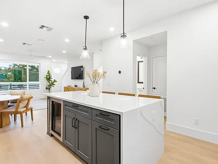 Kitchen Island with Storage and Wine Fridge