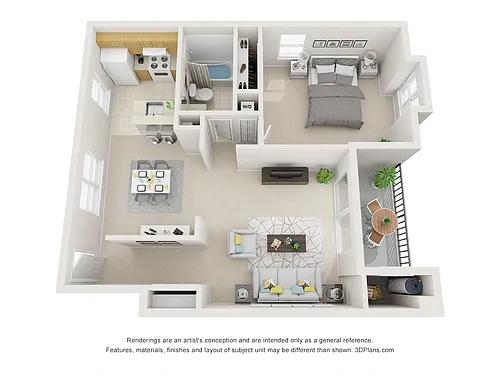 Floor plan 1 Bed East Gardens