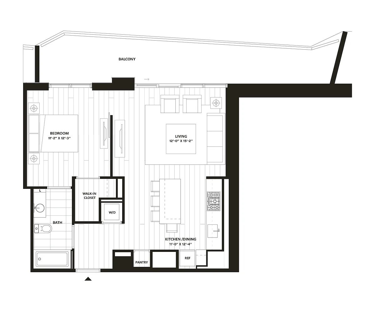 Floor plan 1 Bed/1 Bath-A5