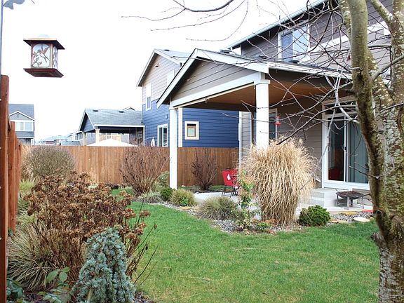 The back patio is covered