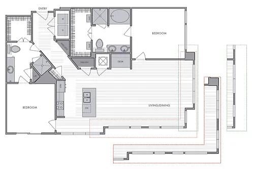 Floor plan 2 Bed_2 Bath_L