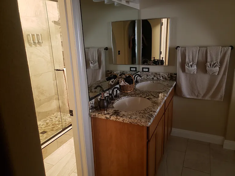 Dual Vanity in primary bedroom.