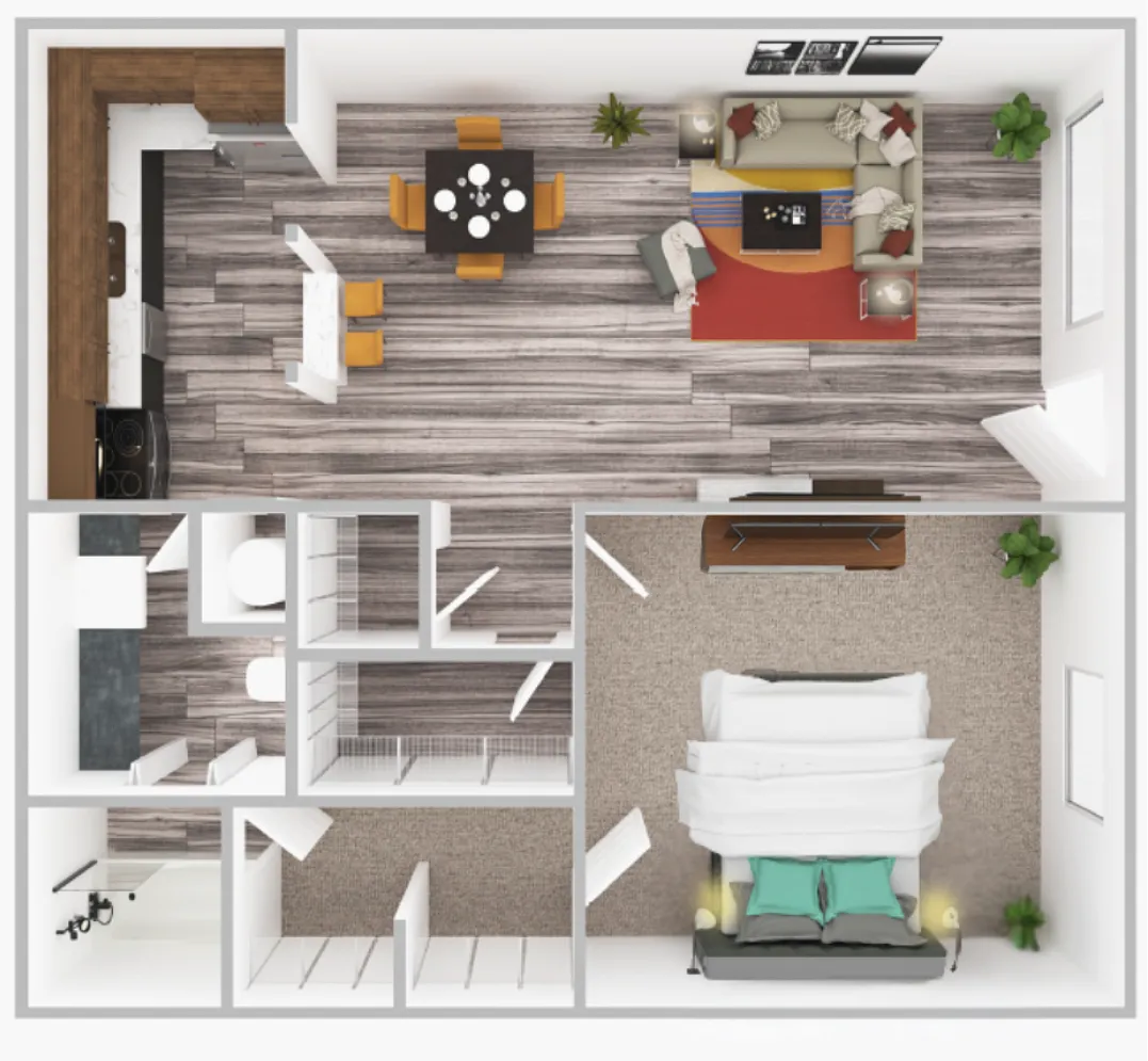 Floor plan 1 Bedroom-Courtyard
