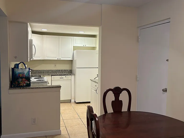 view from dining room into kitchen