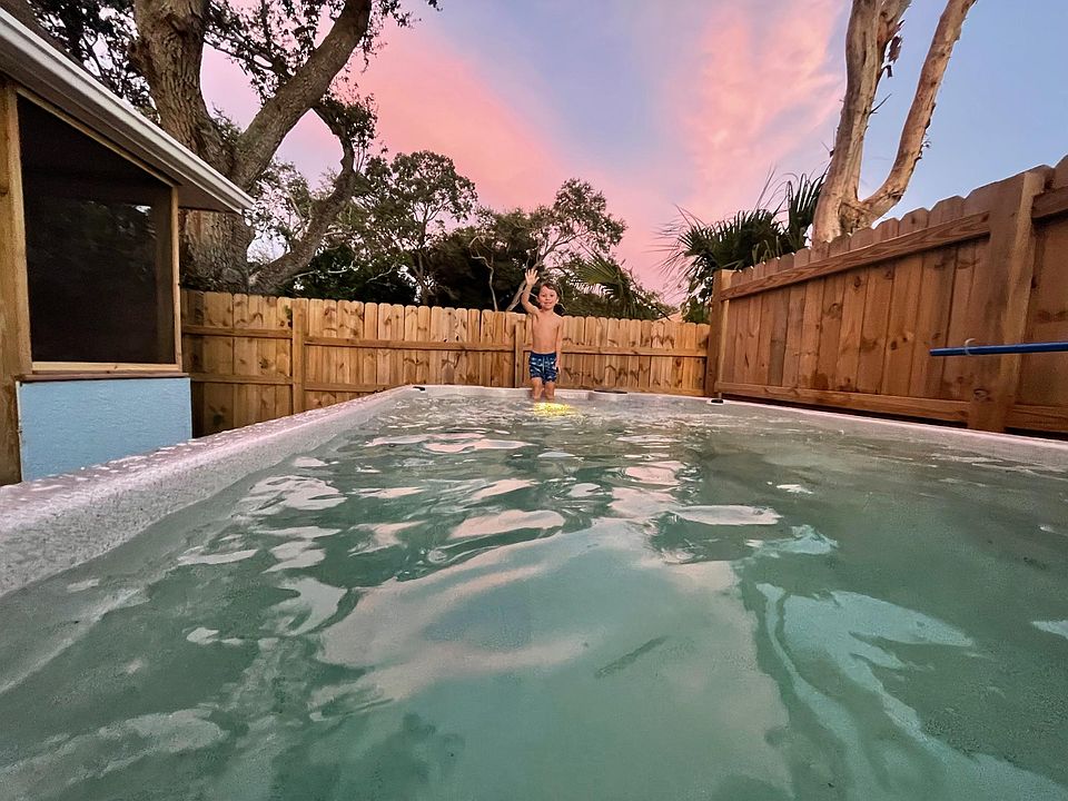 large swim spa with privacy features