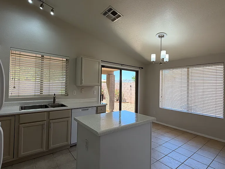 Family dining in kitchen area