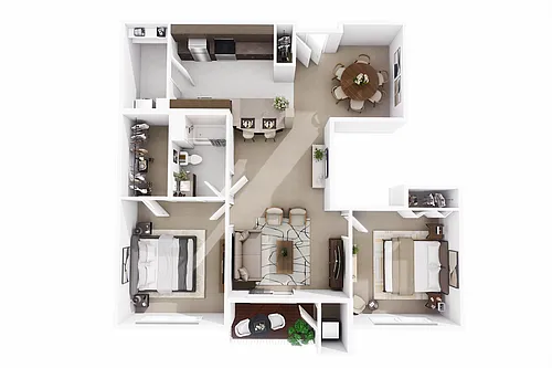 Floor plan Two Bedroom, One Bath