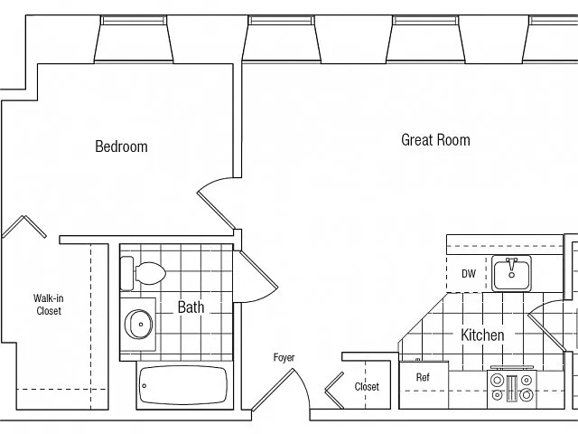 Floor plan 1 Bedroom - 1 Bath Flat