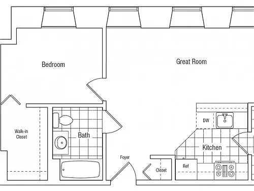 Floor plan 1 Bedroom - 1 Bath Flat