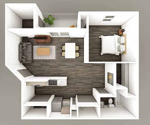 Floor plan 1 Bedroom D Style