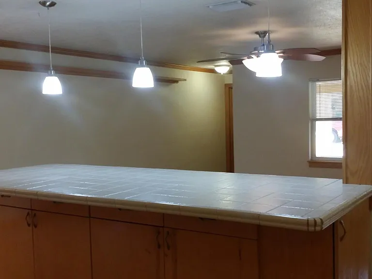 Kitchen facing main living area