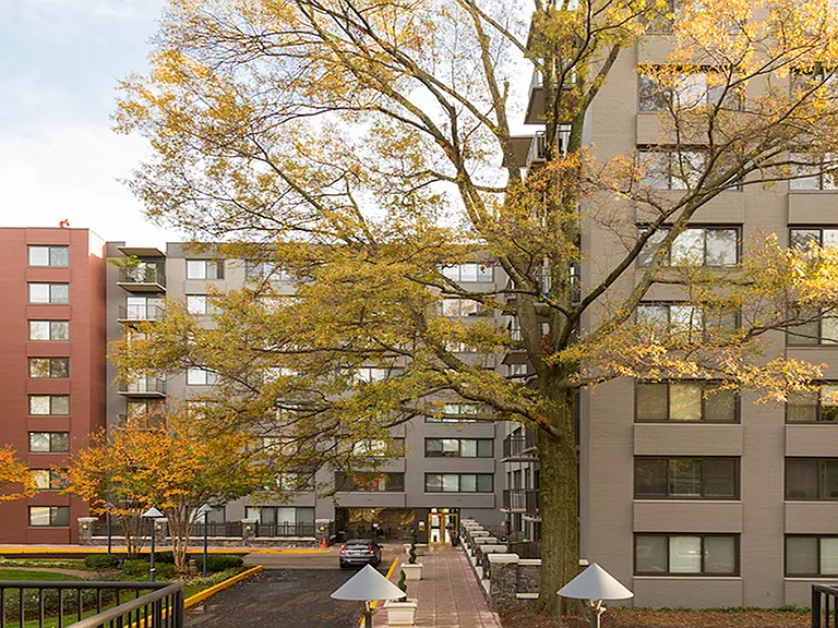 Enjoy lush courtyards with large, mature trees