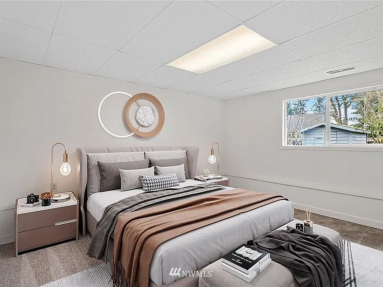 The 1st bedroom with sample furniture for space and decor idea reference.