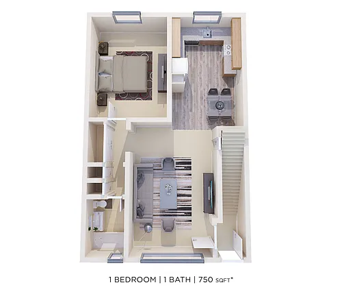 Floor plan One Bedroom - 750 sqft