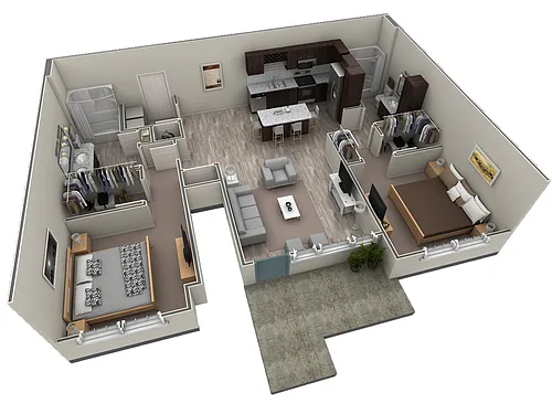 Floor plan 2 BR Grand Courtyard