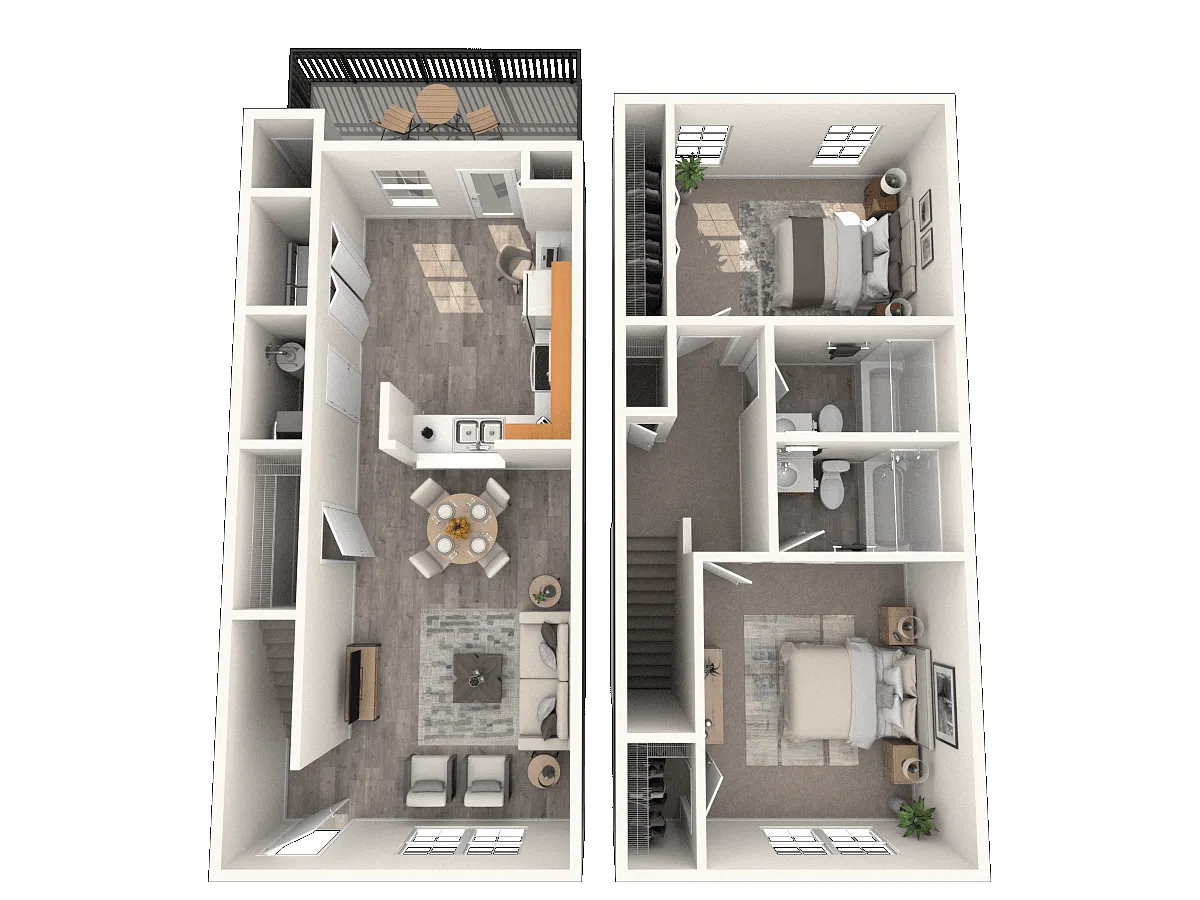 Floor plan Two Bedroom Townhome