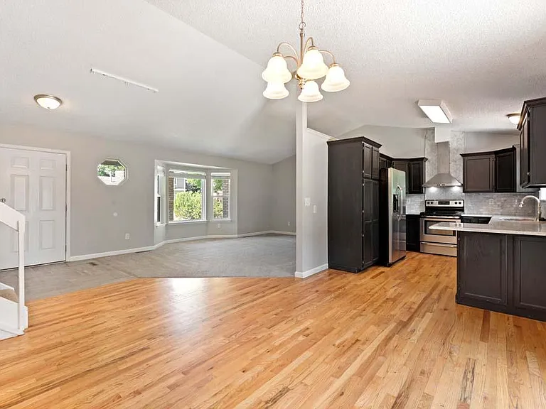 Main Level Living Room, Dining and Kitchen